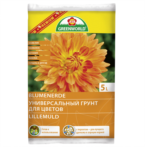 GREENWORLD Blumenerde 5 л почвогрунт для цветущих растений 5 л